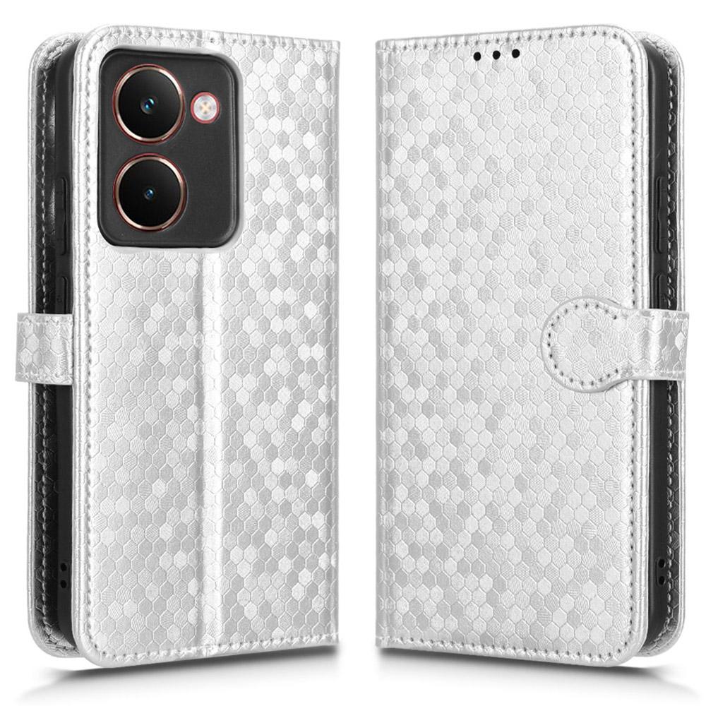 

For Realme P3 Ultra 5G Wallet Case Dot Pattern Imprint PU Leather Phone Cover Silver