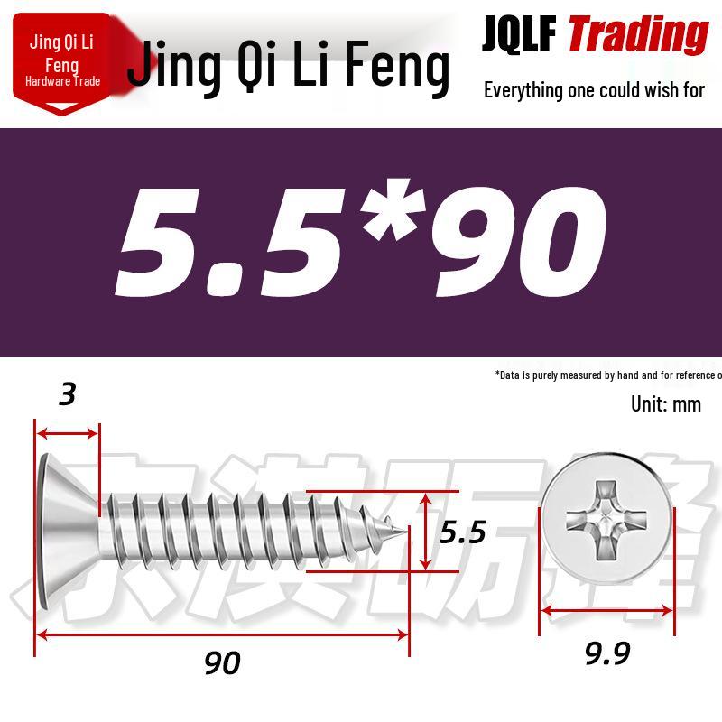 304 Stainless Steel Countersunk Self-Tapping Screw for Furniture & Outdoor Construction (GB/T 846)