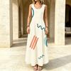 Women’s Longline Sleeveless Vacation Dress Loose Lightweight Breathable Simple Geometric Design,Versatile for Beach & Daily Casual Outings