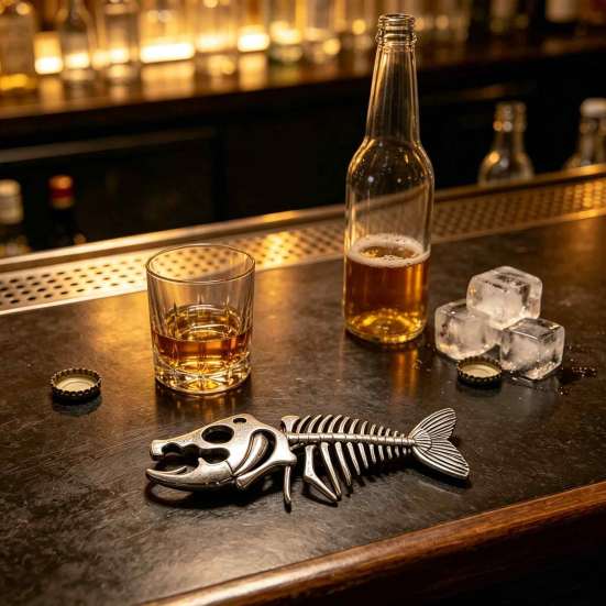 Artistic Skeleton Style Opener Vintage Fish Bone Bottle Opener, Heavy Duty Beer Cap Rustic Remover, Professional Kitchen Gadget for Home Bar