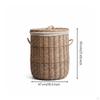 Woven Laundry Hamper Snug Lid Wicker Basket Handmade Lidded