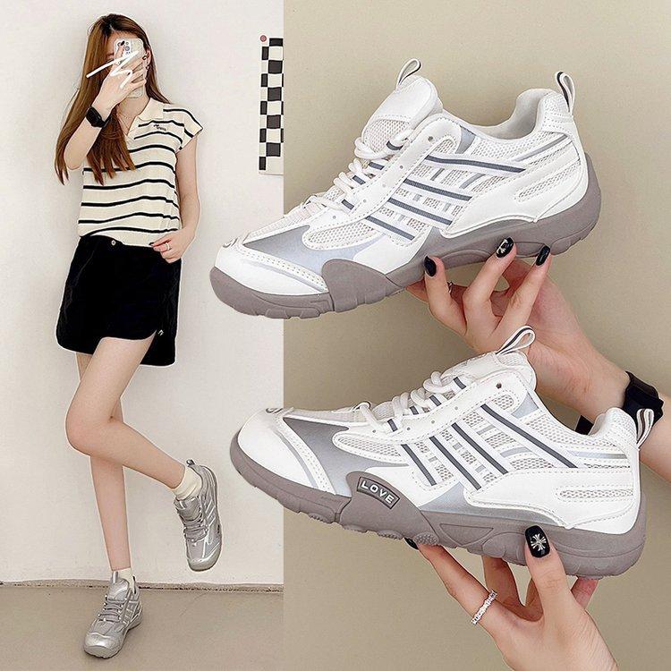 2025 summer breathable mesh shoes women's shoes retro German training shoes white sports shoes mesh shoes with skirts white shoes