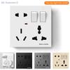 {Summer2}16A Wall 86 Type Multifunctional Socket 8-Hole 5Pin Power Plug 2/3 Plugs With 1Gang Switch Control Socket