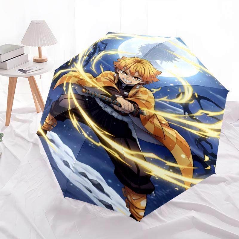 1pc Agatsuma Zenitsu Umbrella, Sun Protection, And UV Shielding. It Has Eight Sturdy Ribs for Outdoor Use And Perfect As a Holiday Gift