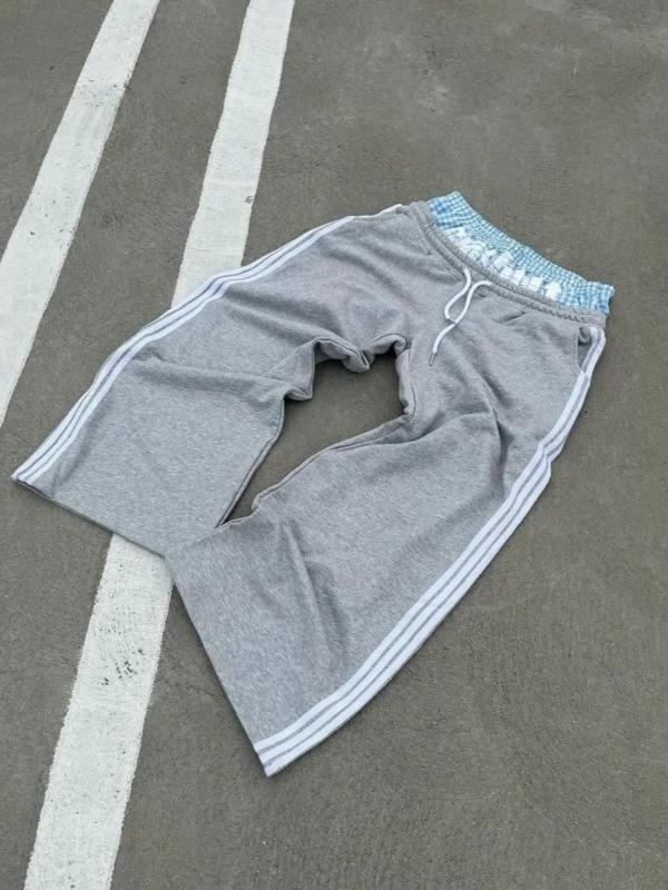 RogueWave Y2K Fashion Simple Striped Casual Pants for Men and Women Retro Harajuku Loose Straight Pants High Waist Loose Hip Hop Sweatpant