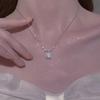 Luxurious Square Pink Zircon Pendant Necklace For Women Fashionable Personalized Daily Accessory Party Jewelry Birthday Gifts