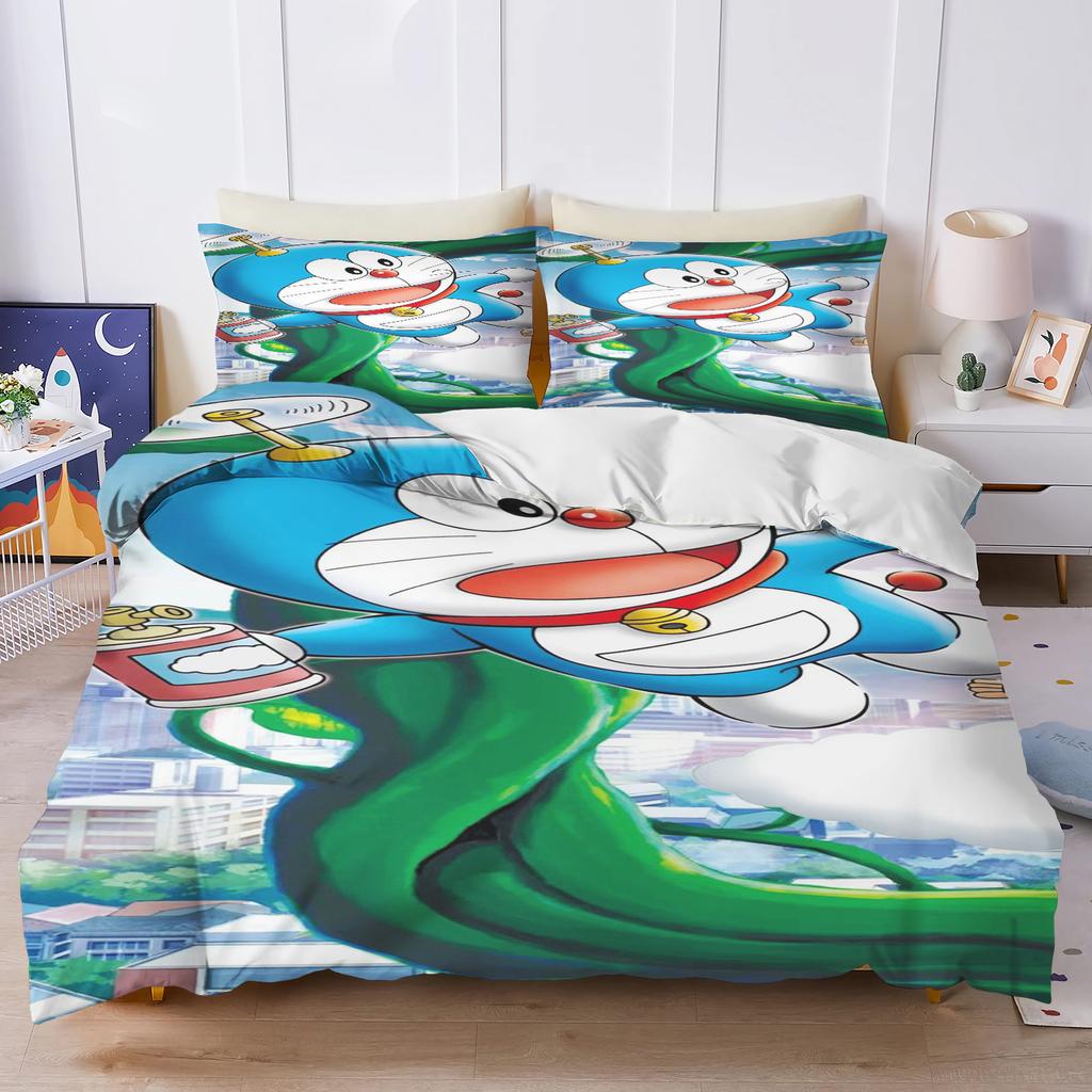 Blue Robot Cartoon Duvet Cover Home Pillowcase Set Adult Bedroom Children Comforter Bedding