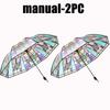Romantic Vintage Stained Glass Automatic Rainbow Clear Umbrella for Women Rainy Day Fashion Accessory