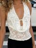 Elegant Lace Halter V-Neck Tank Top – European & American Style