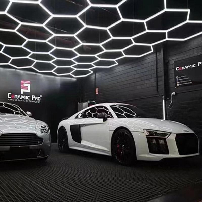 ZK20 110V-240 Honeycomb Hexagon Ceiling Lamp Car Lighting for Garage Hexagon Led Light for Auto Detailing Wash Beauty Station