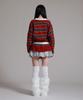 LIKE THE MOST Oversized Multi-Stripe Rugby Collar Knit_Wine