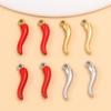 304 Stainless Steel Red Chili Oil Drip Pendant Charm, Vacuum Electroplated, 6x20mm