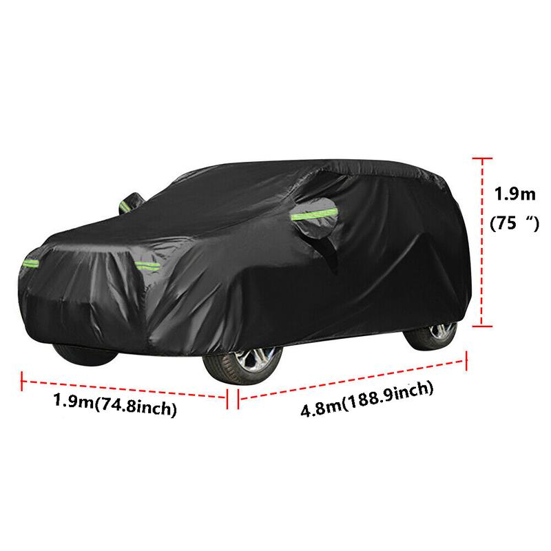 190*75*73in Black Full SUV Car Cover Waterproof Sun-Resistant Dust-proof UV Resistant Outdoor Auto Protection Cover
