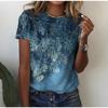 Fashion Women Flower Pattern Print T Shirt Funny Casual O-neck Short Sleeves T-shirt Summer Female Tee Shirt