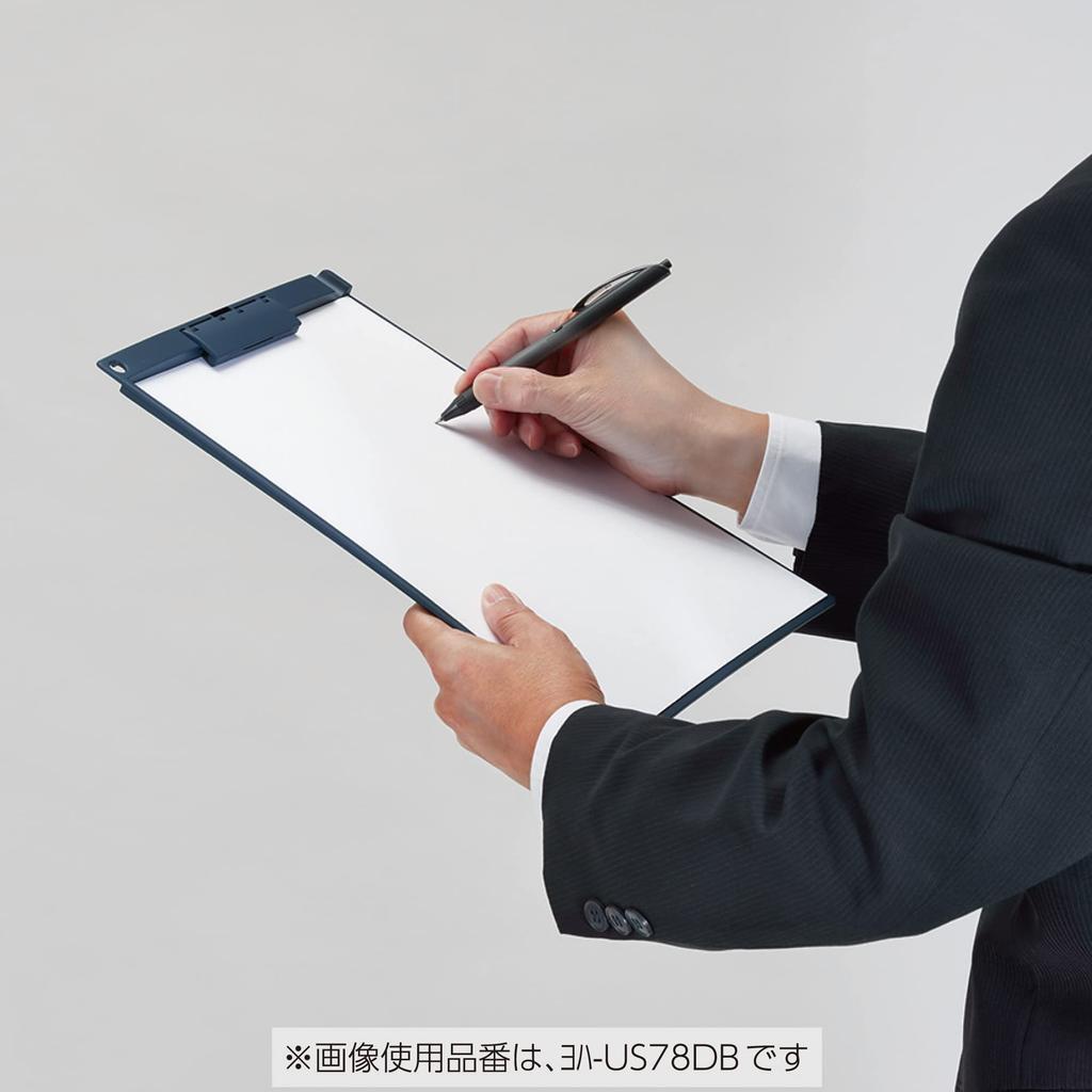 KOKUYO A4 Silent Short Edge Clipboard, Vertical, Slim, Clip, Binding, Navy, Yoh-US78DB