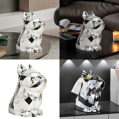 Stylish Facial Tissue Holder In Silver Functional Dog Art Tissue Container Practical Silver Dog Shaped Napkin Dispenser