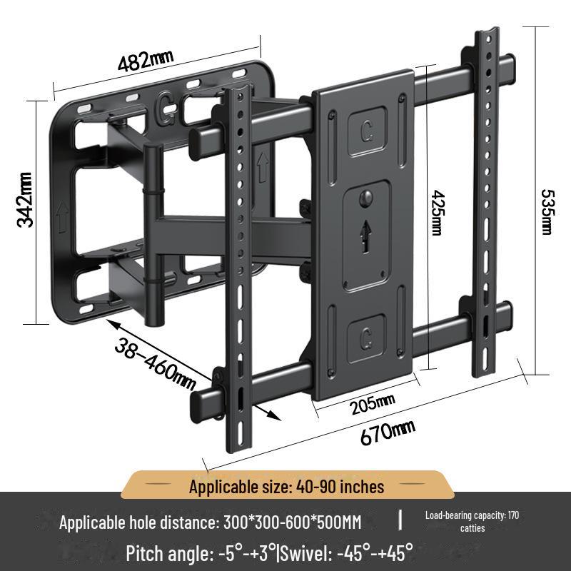 Ultra-Thin Telescopic Rotating Wall Mount Bracket for 65-100 Inch TVs