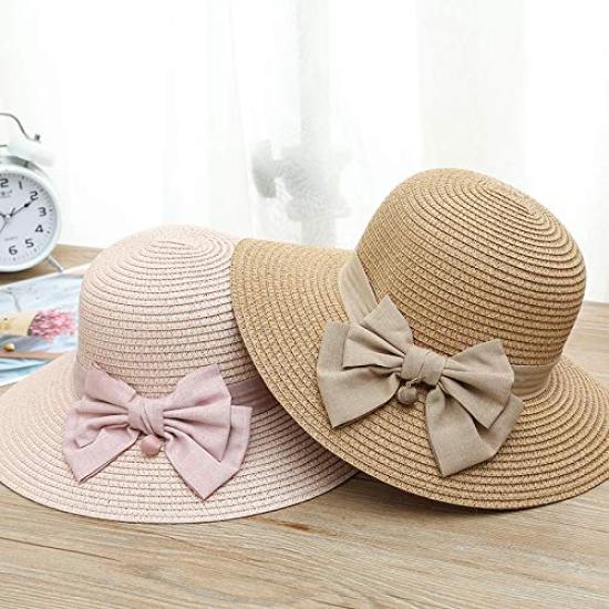 Straw Hat with Sun UV Wide Sun Chin Wide Slimming Elegant [E-Fly] Women's Ribbon, Cute, Hat, Protection, Brim, Protection, Strap, Cycling, Stylish,