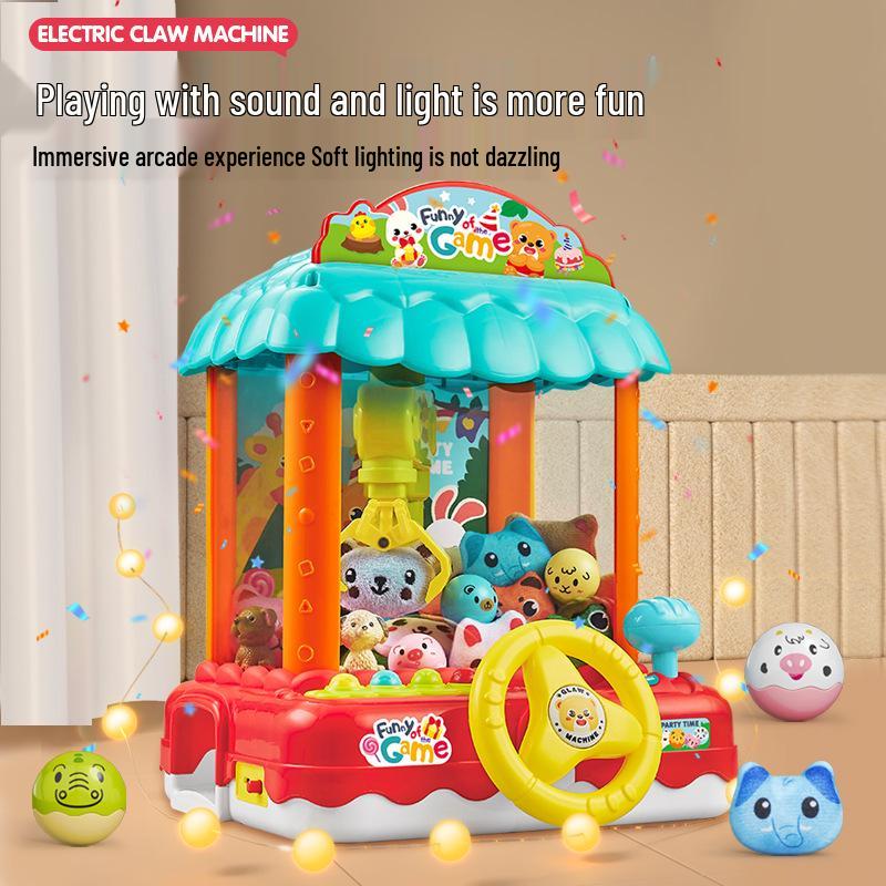 Educational Mini Claw Machine Toy with Lights & Music - Dual Power, Perfect Gift for Boys & Girls' Birthdays or Children's Day