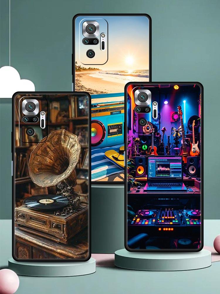 Retro Recording Device Phone Case Cover for Redmi 14C 10C Note 15 14 13 12 10 11 K40 Pro Plus 5G Soft TPU Shockproof Shell Funda