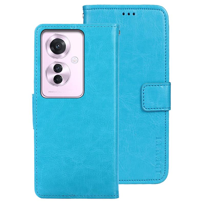 

IDEWEI For Oppo Reno11 F 5G Leather Case Folio Flip Wallet Protective Phone Cover Sky Blue