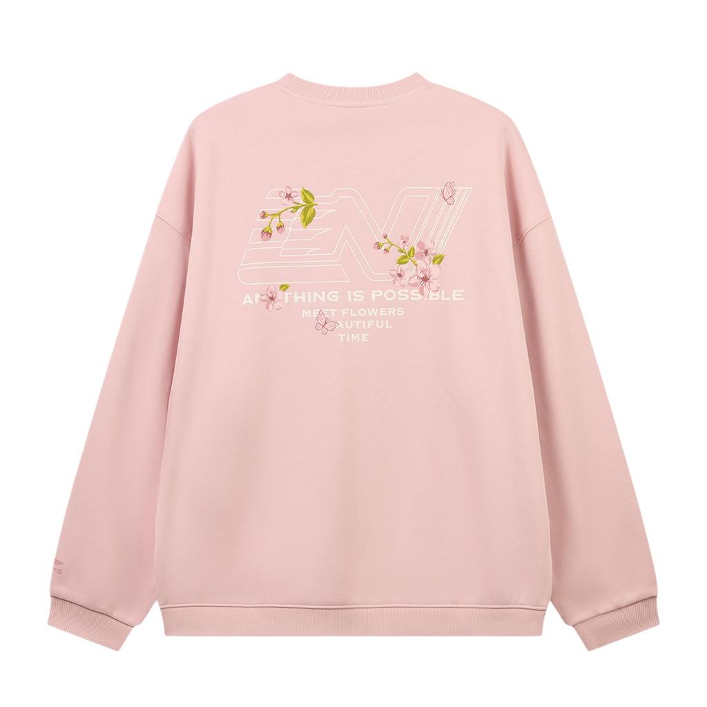 Li-Ning Sports Lifestyle Series Letter Minimalist Versatile Fashion Loose Sweatshirt Women sweatshirt AWDWF06-7