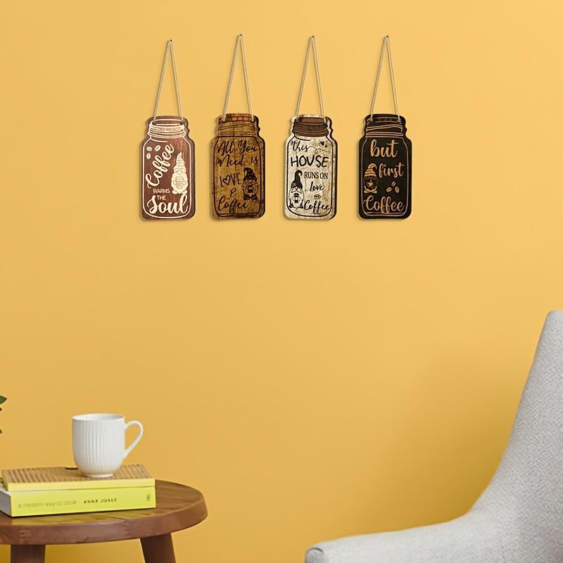 Retro Wooden Coffee Letter Sign Plaque Kitchen Decor 4 Pc