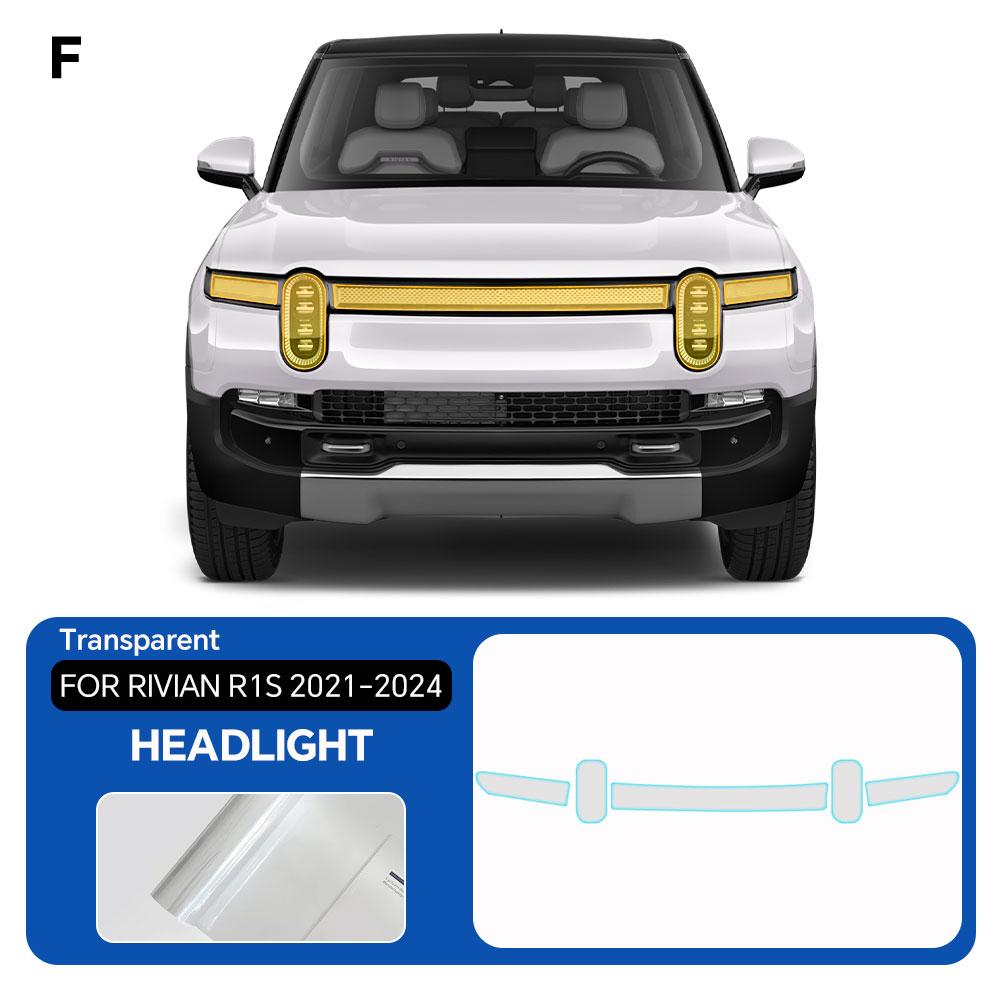 

For Rivian R1S 2021-2024 TPU Car Headlight Protection Film Anti-Scratch Resistant PPF Transparent Sticker Car Accessories Decal Transparent Film&With Tools