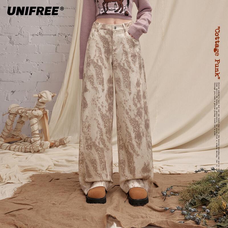 UNIFREE Relaxed Fit Printed Wide Leg Casual Pants M