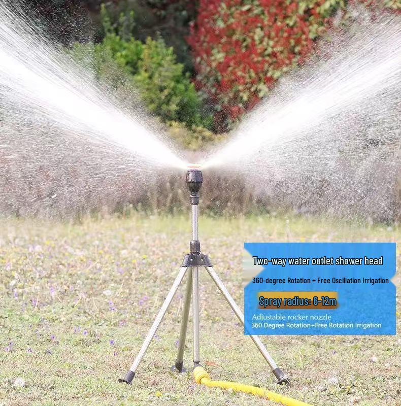 Automatic Rotating Stainless Steel Sprinkler with Telescopic Stand for Garden Irrigation