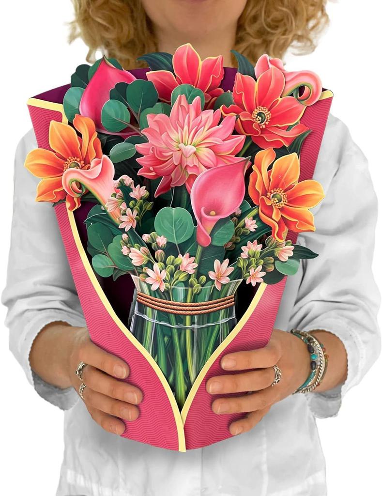 3D Pop-up Mother's Day Greeting Card with Hand-held Flowers