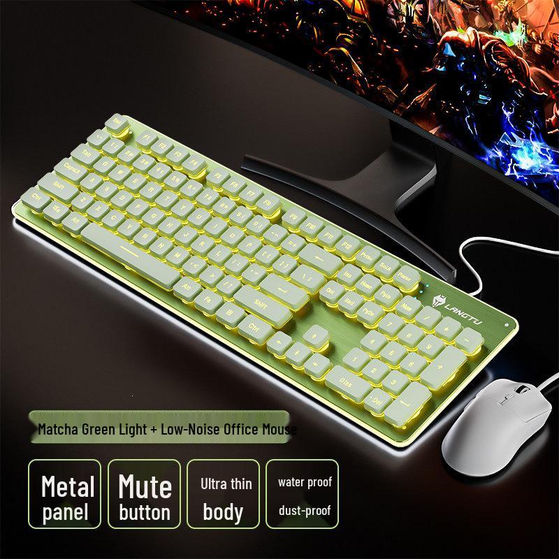 Langtu Silent Wired Mechanical Keyboard and Mouse Set for Office Use - Men & Women