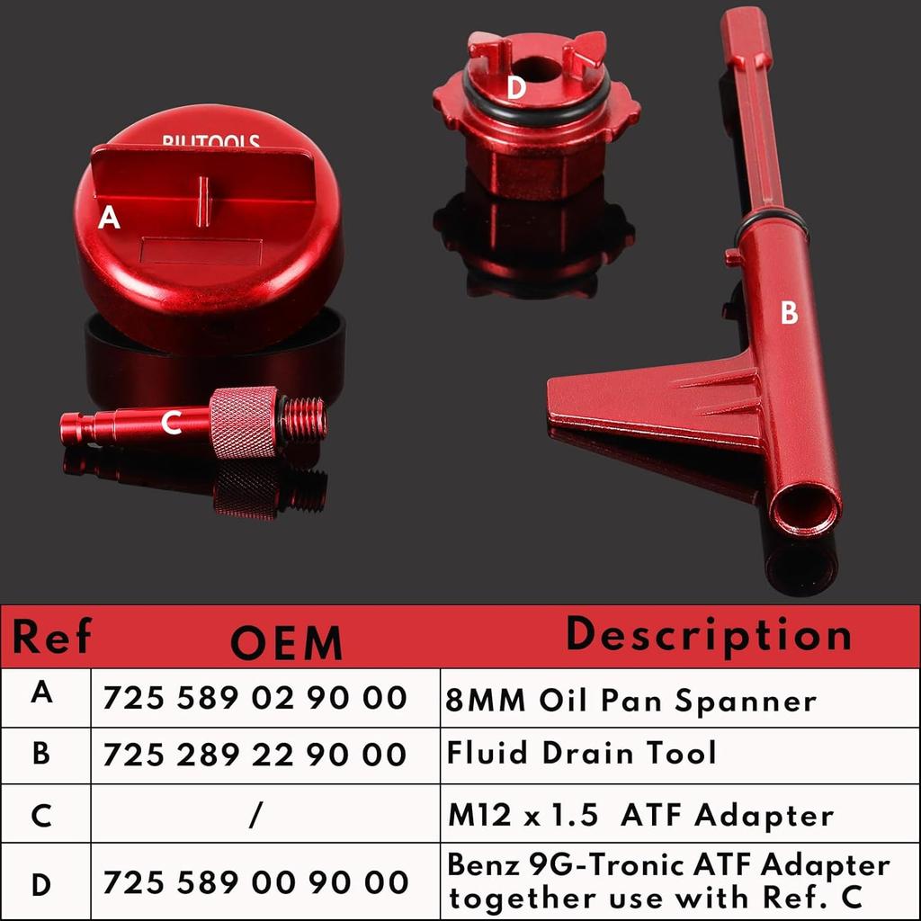 BILITOOLS Transmission Fill Tool Aluminium, Compatible With Mercedes Benz 725.0 9G-Tronic 9-Speed Transmission Fluid ATF, Transmission Fill Adapter