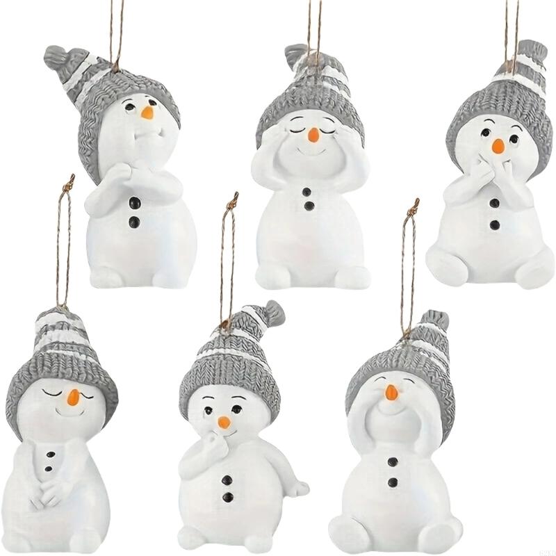 62KD Acrylic Bird Snowman Hanging Pendants Set Car Mirror Window Decoration Ornaments