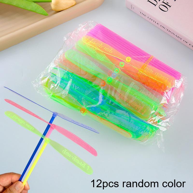 12/24/48pcs Mixed Classic Toy Hand-Rubbed Flying Plastic Bamboo Dragonfly, Easy to Assemble, Brightly Colored, Party Favors