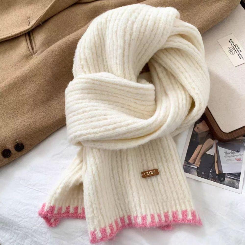 Thermal Women Knit Yarn Scarf Knitted Fall Winter Scarf Versatile Cold Proof Neck Wrap Women