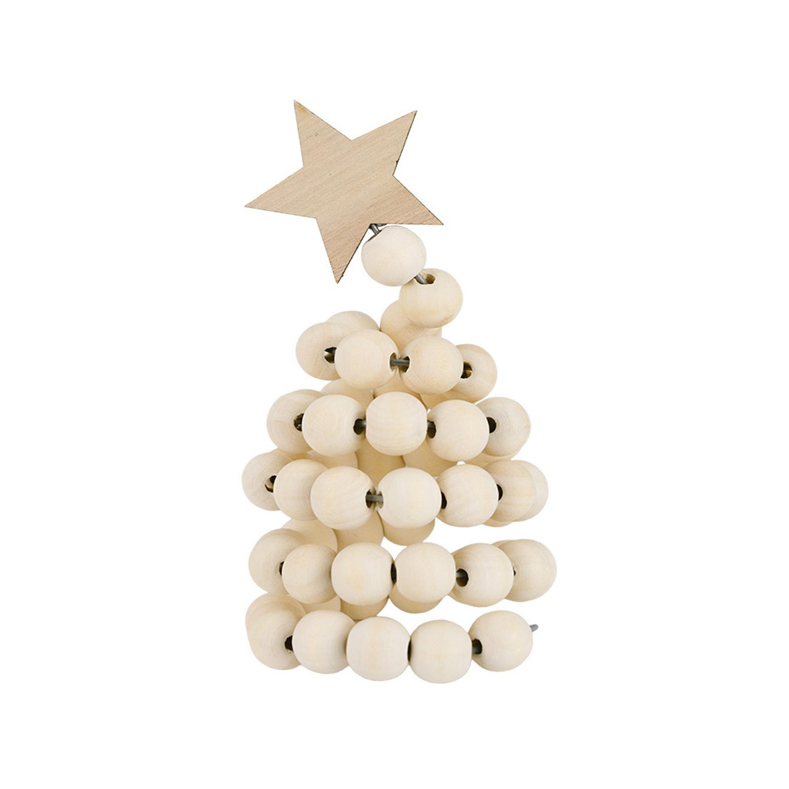 

Christmas Decoration Wooden Bead Christmas Tree Creative Wooden Christmas Tree Desktop Small Ornaments One Size бежевый