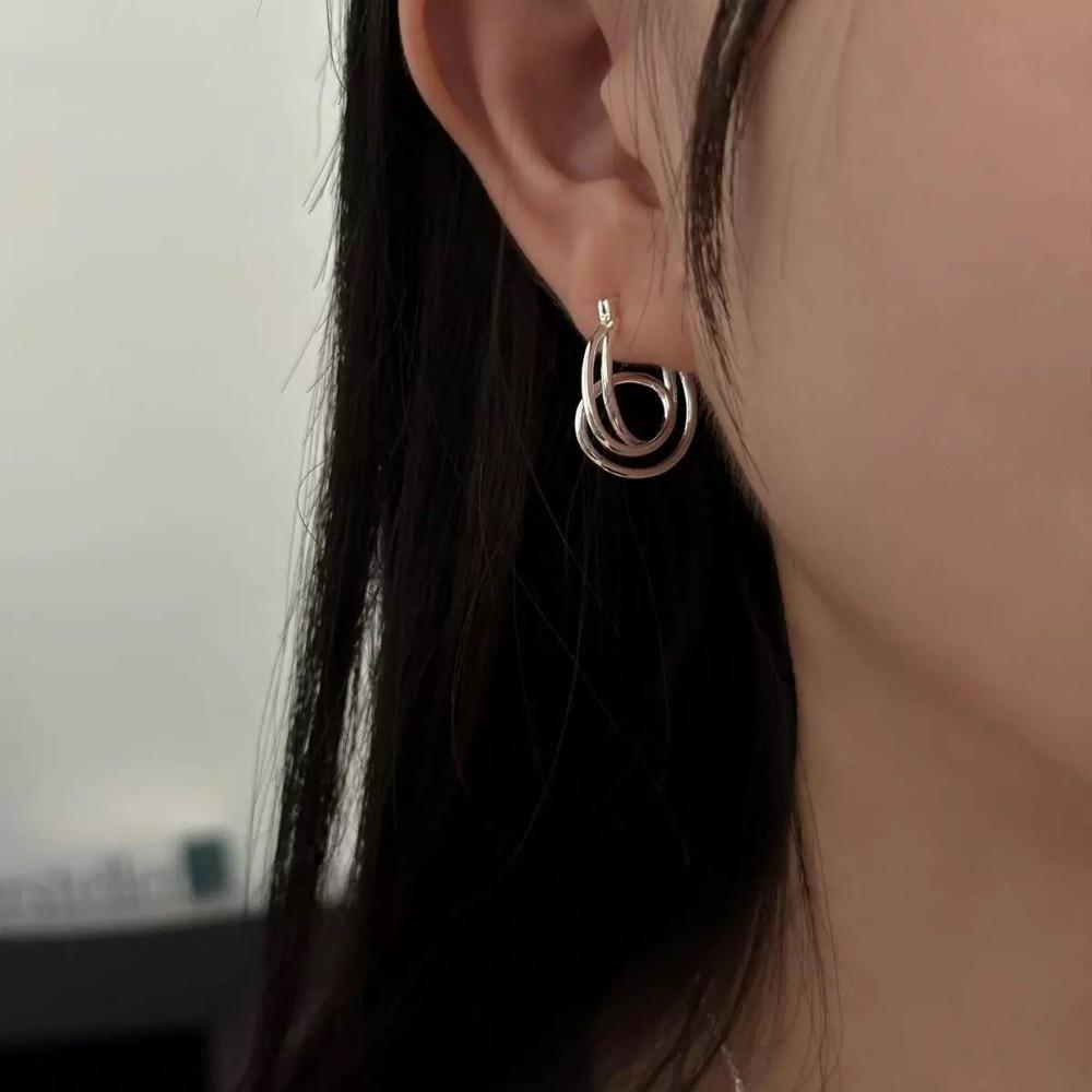 Minimalist Hoop Earrings Double Layer Personality Earrings Irregular Earrings  Party