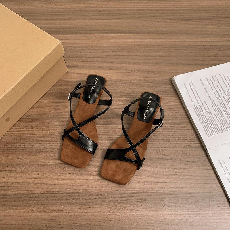 Internet Celebrity Fashion High-heeled Sandals Female Summer 2025 New Open-toed Single Shoes Gentle Fairy Wind Strappy Sandals
