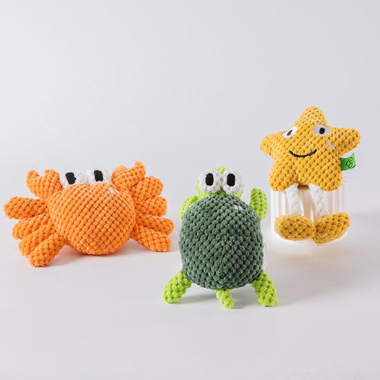 Interaktives Hundestofftier Quietschendes Stofftier Meeresbewohner Weiches Kauspielzeug Schildkröte Krabbe Seestern Welpen Zahnungsspielzeug für mittlere Kauer Indoor-Spiel