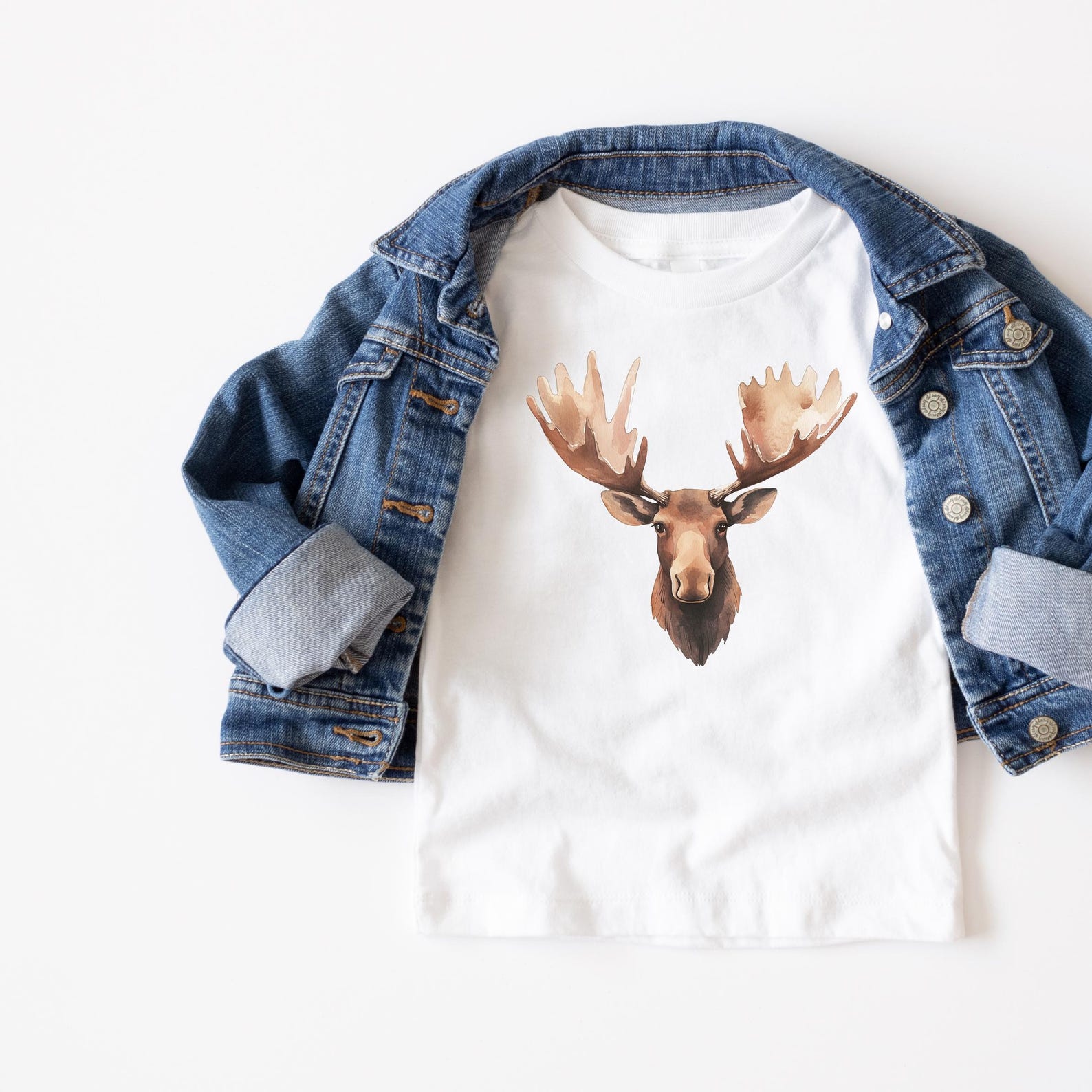 Organic Cotton Moose Kids T-Shirt – Nature Graphic Tee 140