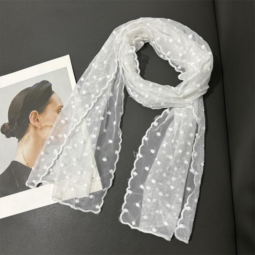 Retro Embroidered Flower Lace Scarf Lightweight Breathable Mesh Female Headscarf Long Silk Scarf Spring