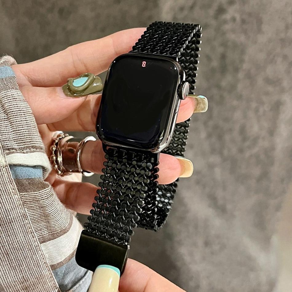 

Stainless Steel Strap For Apple Watch Band S11/10/9/8/7/SE/Ultra IWatch 49/46/45/44/42/41/40/38mm Metal Chain Magnetic Bracelet 49mm чорний