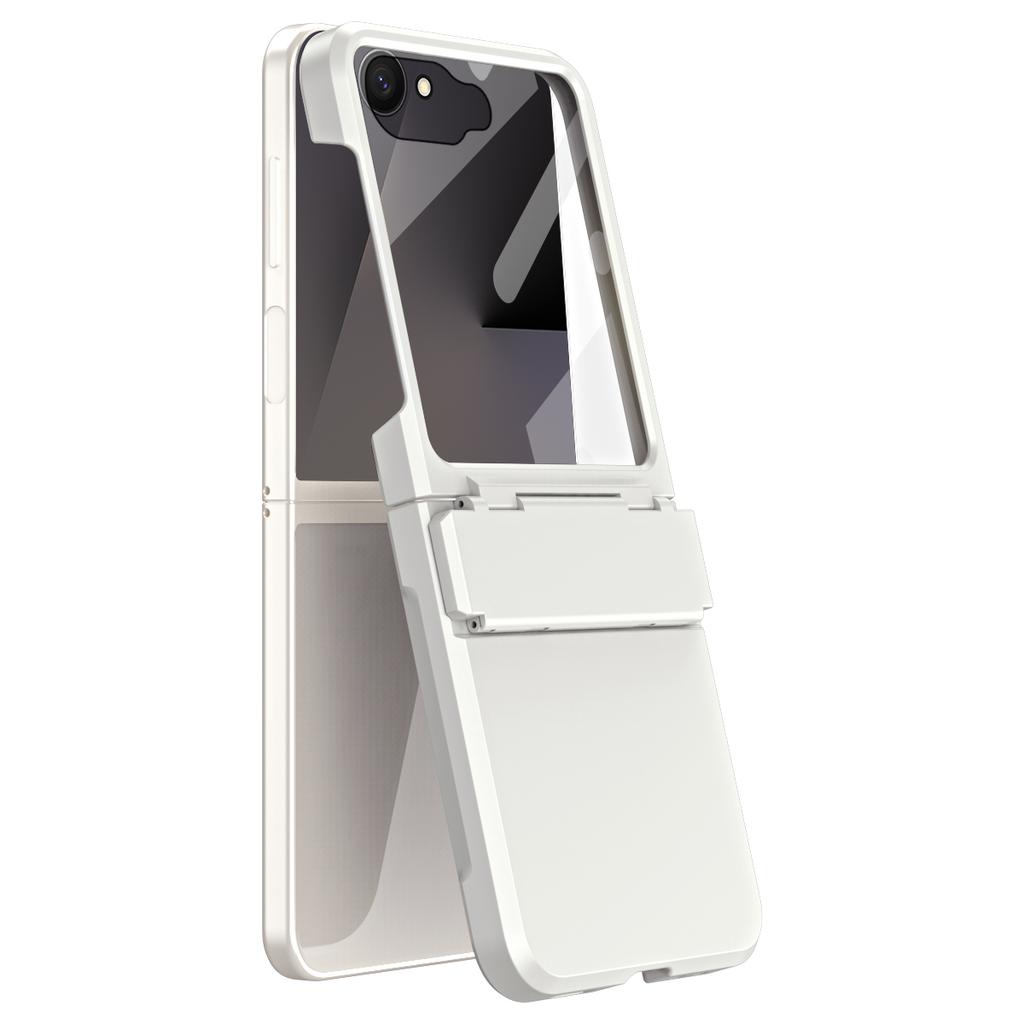 For Samsung Galaxy Z Flip7 5G Case Hard PC Phone Cover with Tempered Glass Rear Screen Protector