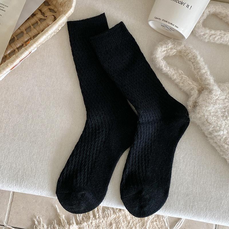 

Coffee Wool Socks Children S Stacking Socks Season Fleece Thickened Warm Wool Socks Solid Color Retro Medium Tube Socks One size fits all чорний