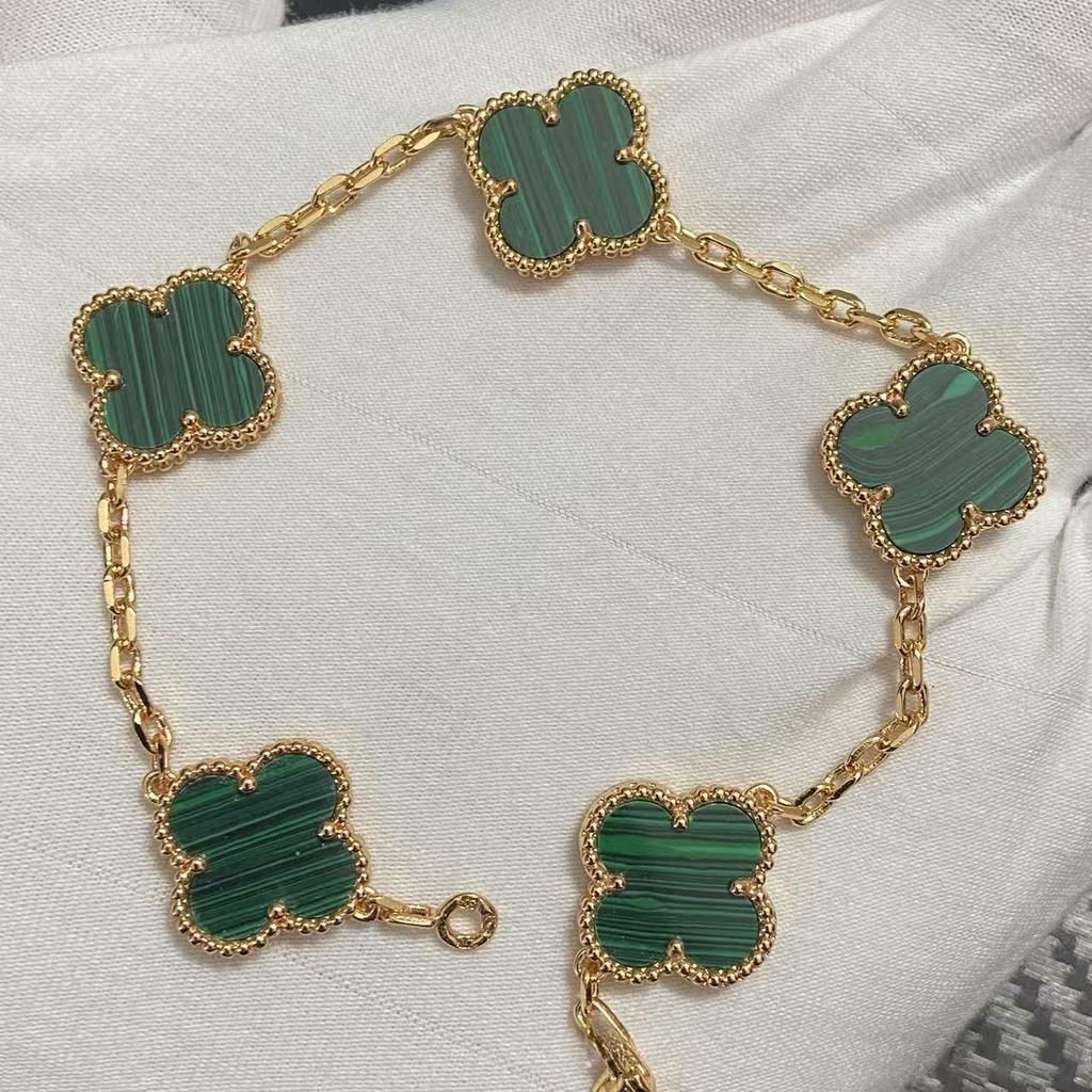 Nouă Versiune Brățară Trifoi cu Patru Foi Cinci Flori Agat Roșu Natural Sidef Alb Brățară Dama Brățară Laser