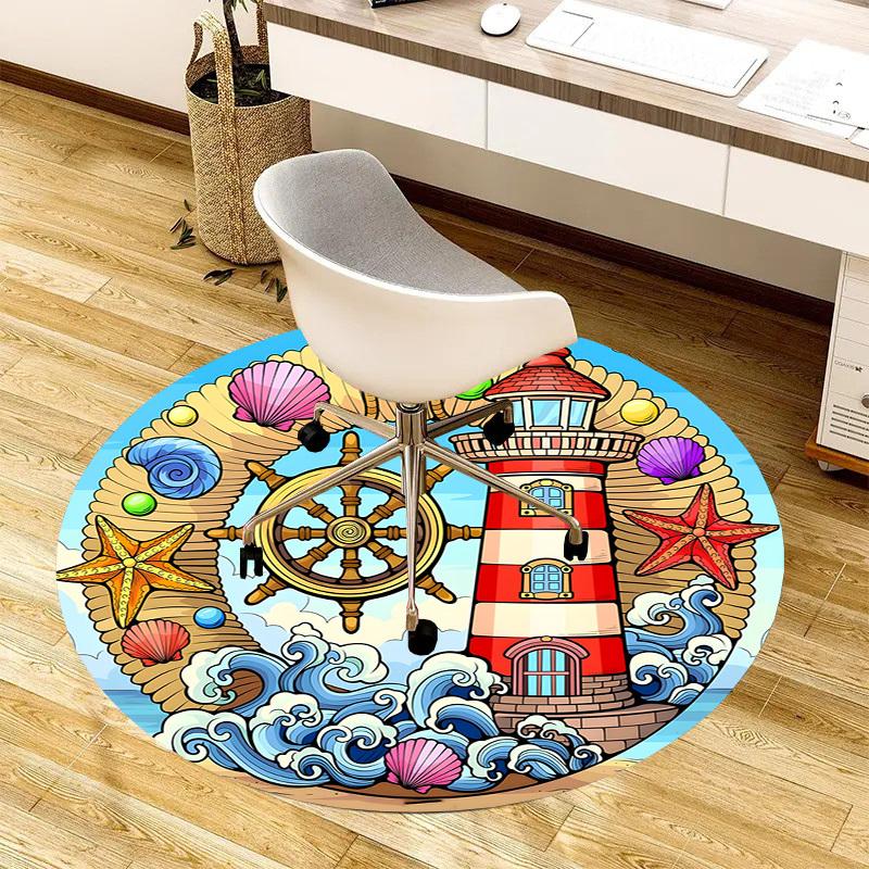 1pc Office Carpet Chair Mats Nautical Seaside Decorative Emblem Perfect for Decorating Office Chairs, Living Rooms, Or Bedrooms.YDT171