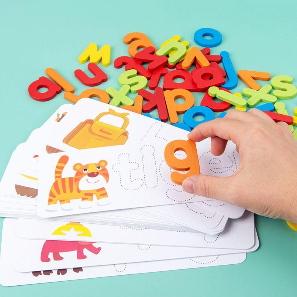 Double-Sided Wooden Word Spelling Game Pattern Cognitive Educational Toys  Children Kids Boys