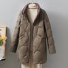 Winter New Stand-up Collar White Duck Down Light and Medium and Long Down Jacket Women's Fashion Loose Warm Auspicious Cloud Jacket