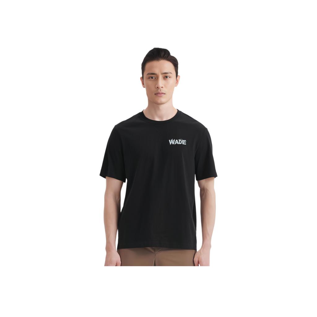 Li-Ning Wade Series Letter Loose Straight Short Sleeve T-Shirt Men Tops Black AHSUE11-1